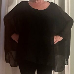 Black Dolman Sleeve Flowing Tunic Top